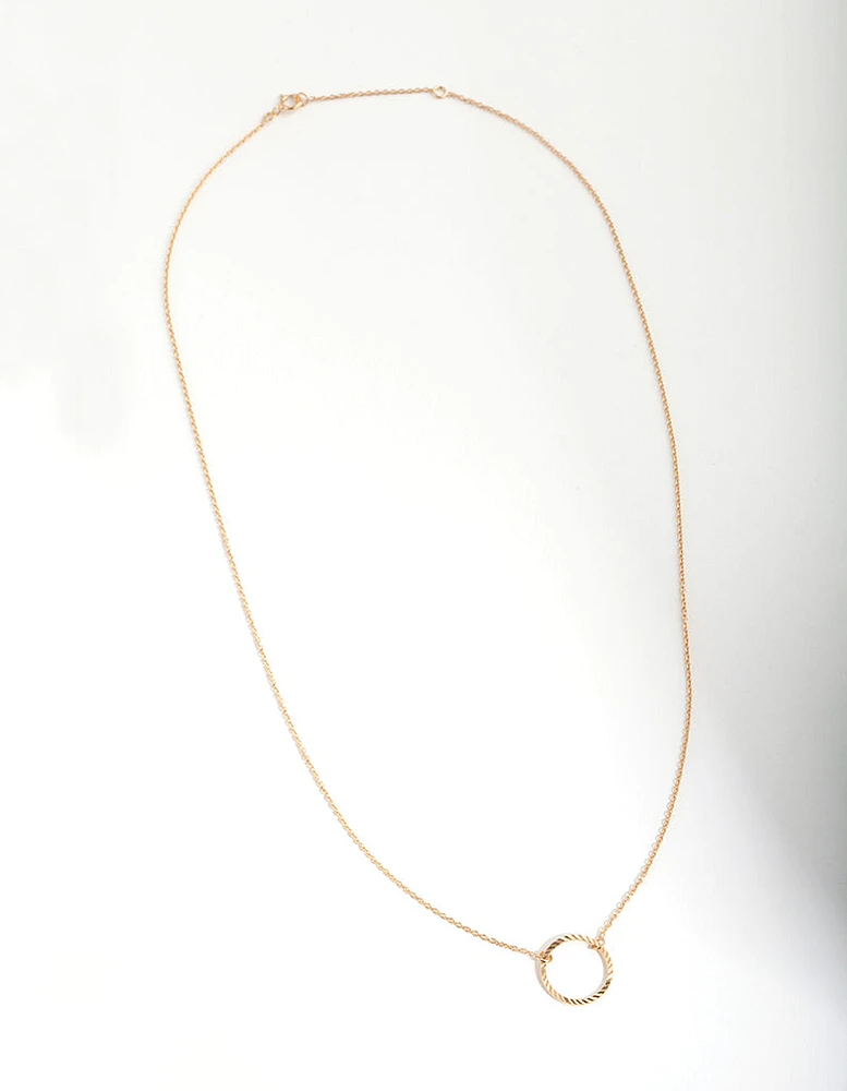 Gold Plated Sterling Silver Diamond Cut Circle Necklace