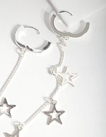 Silver Star Chain Earrings