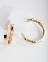 Gold Square Edge Hoop Earrings