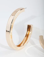 Gold Square Edge Hoop Earrings