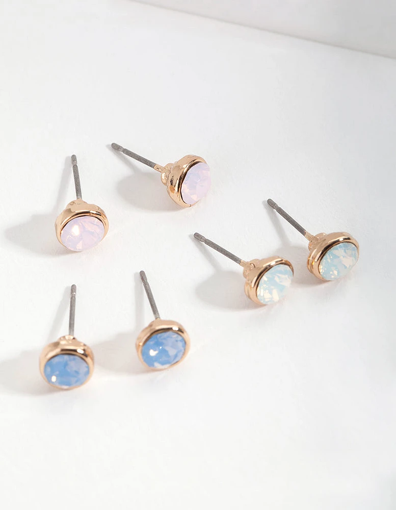 Diamond Simulant Multi Stud Earrings Set