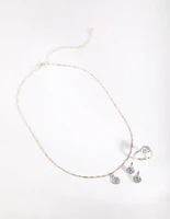 Silver & Blue Diamond Simulant Jewellery Set