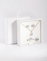 Silver & Blue Diamond Simulant Jewellery Set