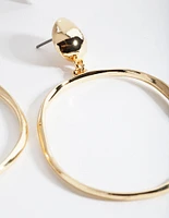 Gold Plated Door Knocker Circle Earrings