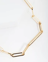 Gold Plated Fine Rectangle Link Necklace