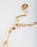 Gold Plated Fine Rectangle Link Necklace