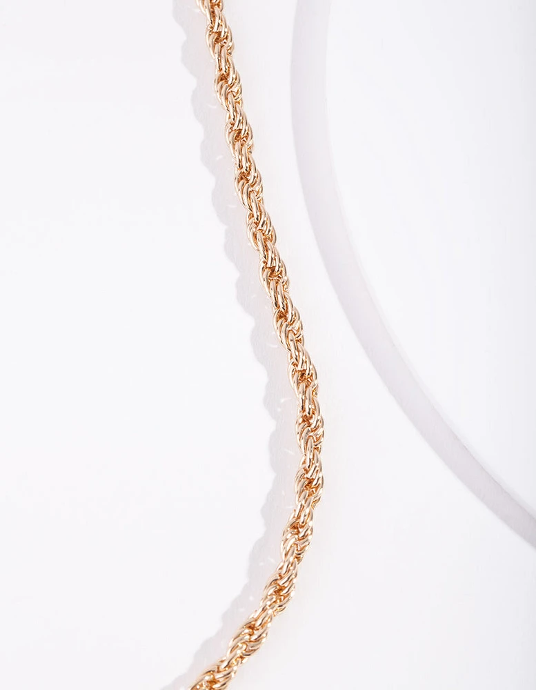 Gold Plated 60cm Thick Rope Necklace