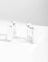 Silver Square Huggie Earrings