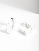 Silver Square Huggie Earrings