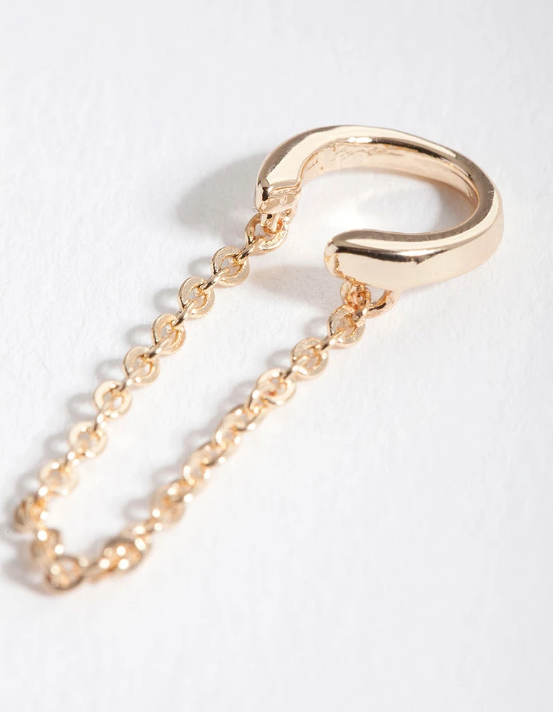 Gold Classic Chain Drop Ear Cuff