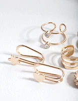 Gold Mixed Texture Ear Cuff 6-Pack