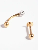 Gold Surgical Steel Diamante Cartilage Jewellery