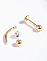 Gold Surgical Steel Diamante Cartilage Jewellery