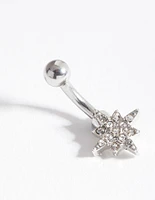 Silver Starburst Surgical Steel Belly Bar