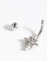 Silver Starburst Surgical Steel Belly Bar