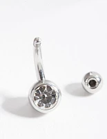 Rhodium Sugical Steel Belly Bar