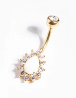 Gold Titanium Opal Diamante Belly Bar