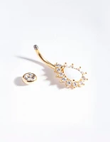 Gold Titanium Opal Diamante Belly Bar