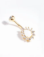 Gold Titanium Opal Diamante Belly Bar