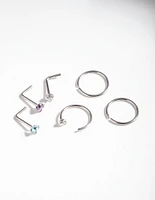 Pastel Surgical Steel Nose Stud Hoop 6-Pack