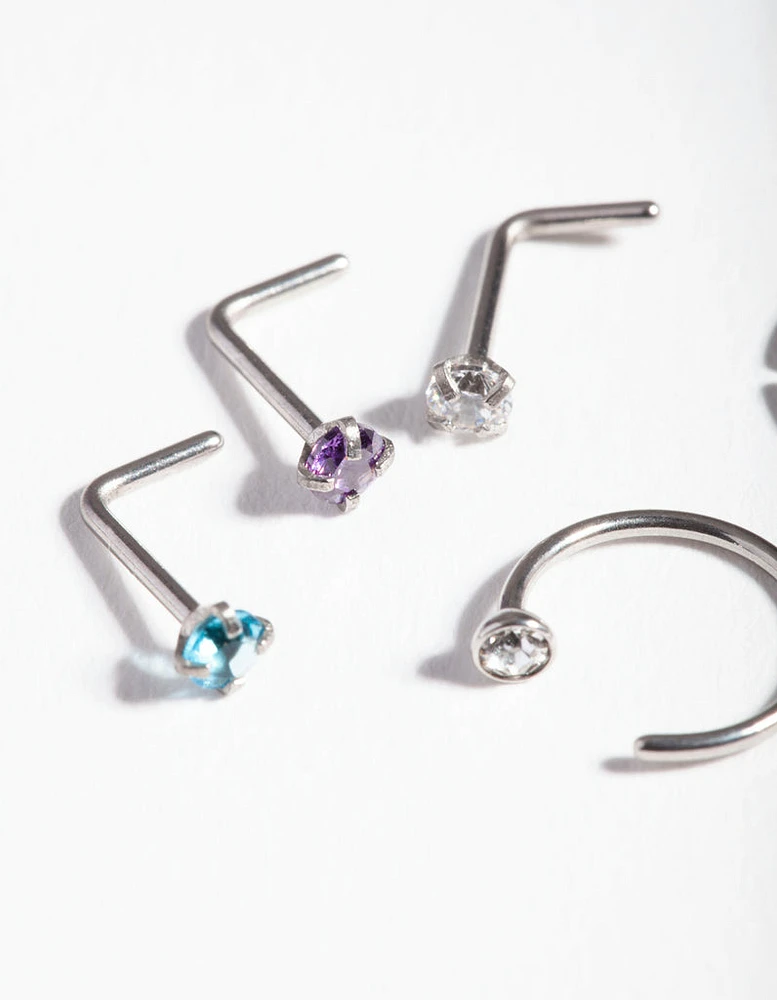 Pastel Surgical Steel Nose Stud Hoop 6-Pack