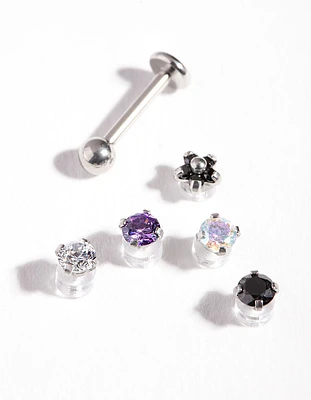 Surgical Steel Cubic Zirconia Flat Back 6-Pack