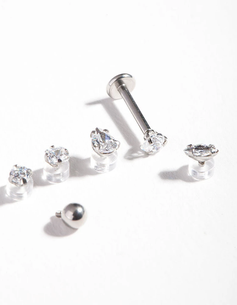 Surgical Steel Cubic Zirconia Flat Back 6-Pack