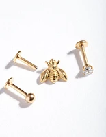 Gold Surgical Steel Flat Back Bee Jewellery Pack