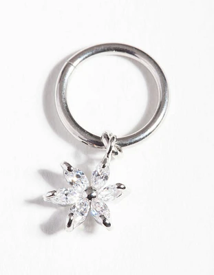 Surgical Steel Cubic Zirconia Flower Charm Clicker