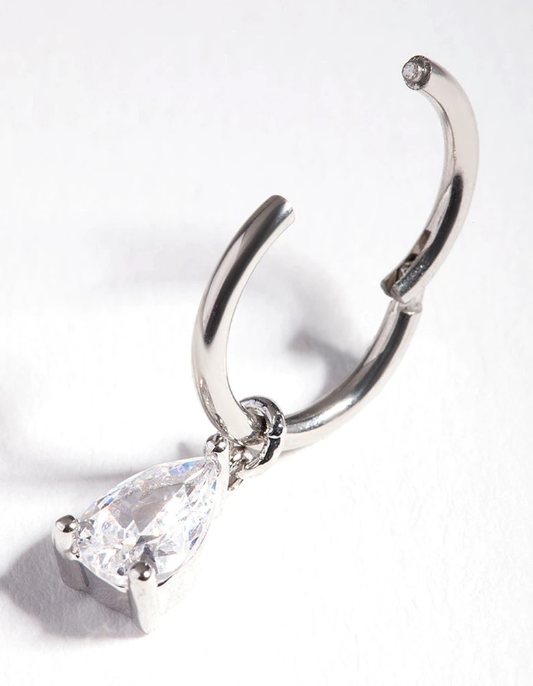 Surgical Steel Cubic Zirconia Droplet Ear Ring