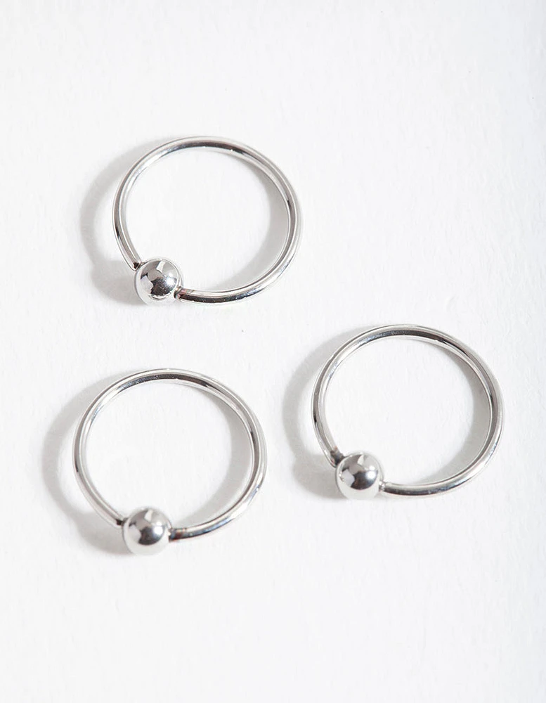 Surgical Steel Circle Bead Hoop Earring Pack