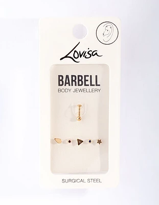 Gold Surgical Steel Mixed Barbell Earrings