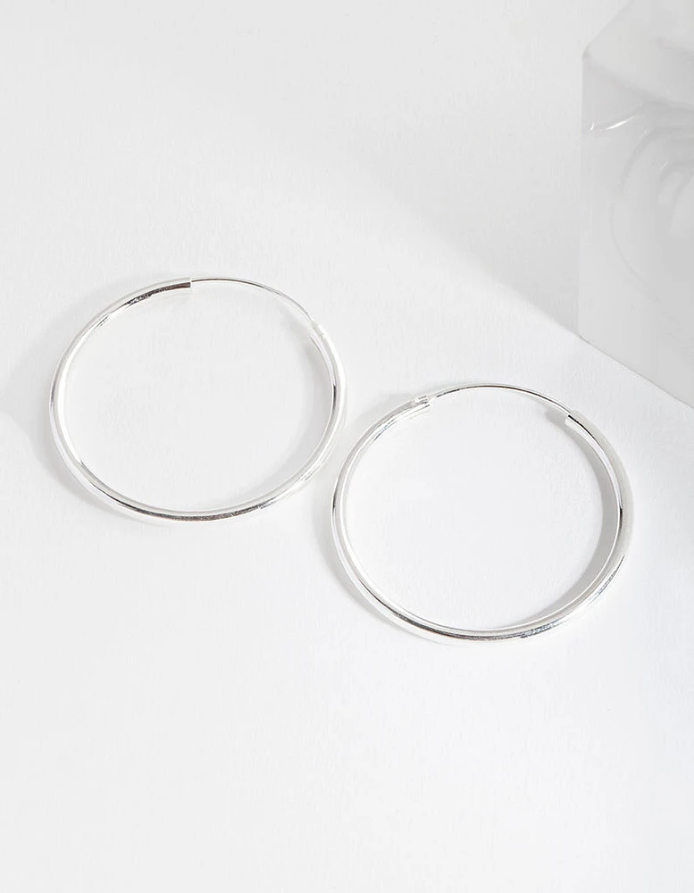 Sterling Silver Thick Hoop Earrings