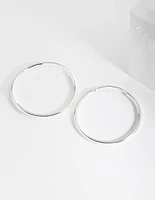 Sterling Silver 40mm Thick Hoop Earrings