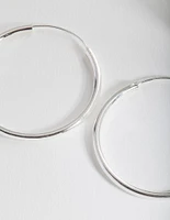 Sterling Silver 40mm Thick Hoop Earrings