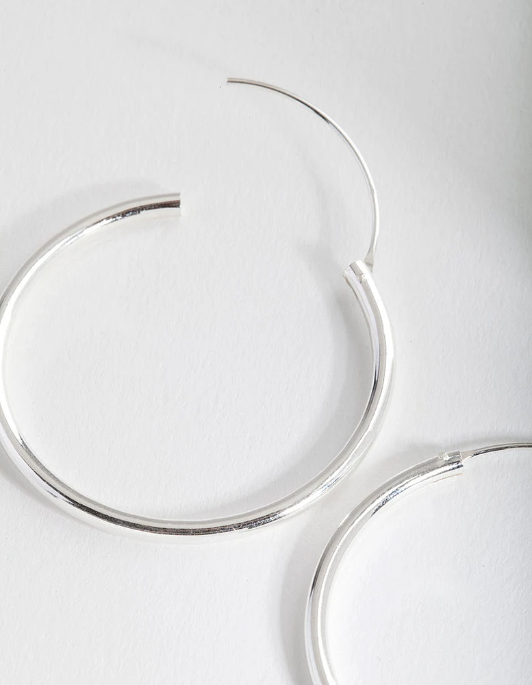 Sterling Silver Thick Hoop Earrings