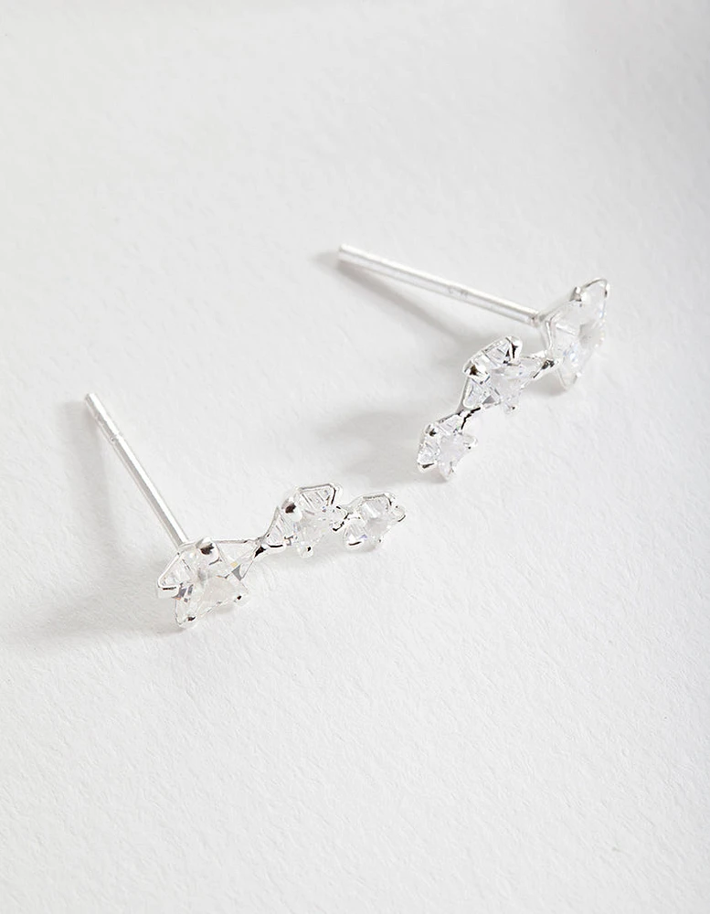 Sterling Silver Cubic Zirconia Star Crawler Earrings