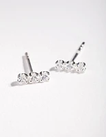 Sterling Silver Cubic Zirconia Stick Stud Earrings