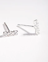 Sterling Silver Cubic Zirconia Stick Stud Earrings