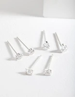 Sterling Silver Mini Cubic Zirconia Stud Earring Pack