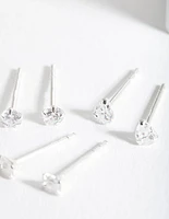 Sterling Silver Mini Cubic Zirconia Stud Earring Pack