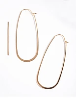 Gold Plated Sterling Silver Long Oval Drop Earrings