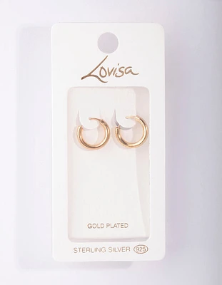 Gold Plated Sterling Silver Tube Hoop Earrings