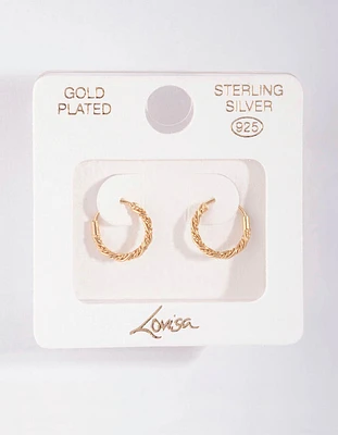 Gold Plated Sterling Silver Mini Twist Hoop Earrings