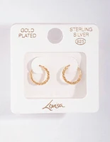 Gold Plated Sterling Silver Mini Twist Hoop Earrings