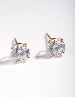 Gold Plated Sterling Silver 1 Carat Cubic Zirconia Stud Earrings