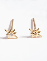 Gold Plated Sterling Silver Cubic Zirconia Starburst Earrings