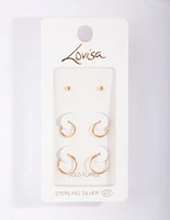 Gold Plated Sterling Silver Stud & Hoop Pack Earring