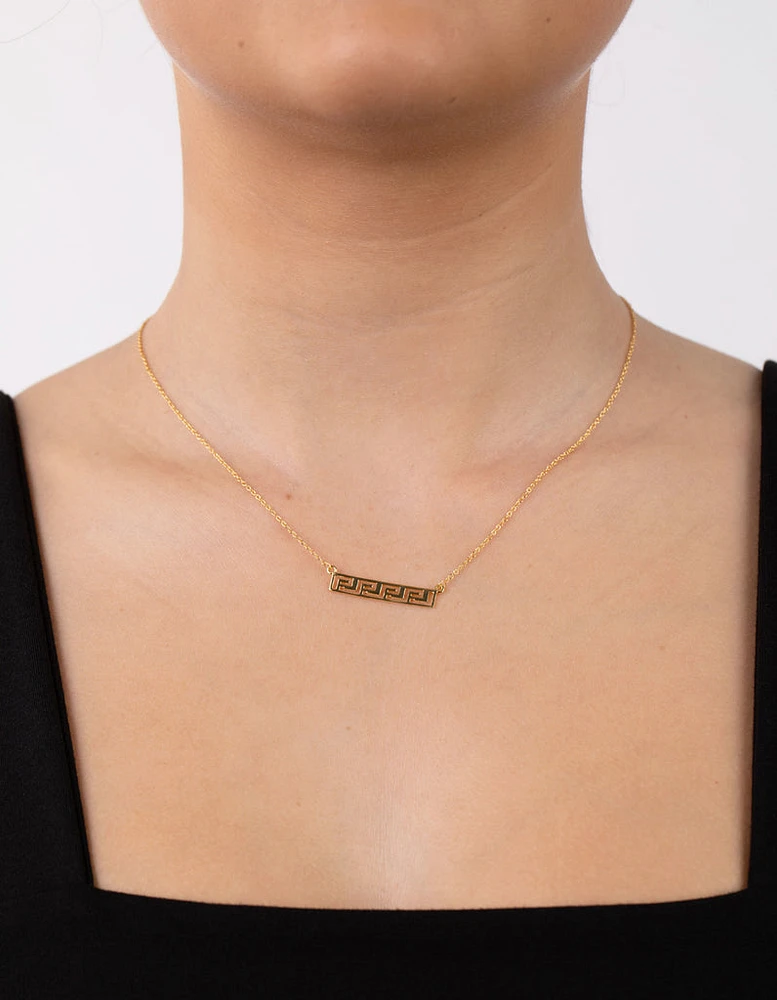 Gold Plated Sterling Silver Geometric Pattern Necklace