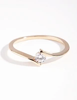 Gold Plated Sterling Silver Cubic Zirconia Twist Ring